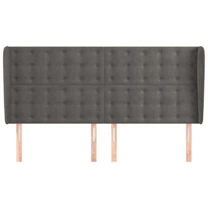 Hoofdbord Met Randen 183X23X118/128 Cm Fluweel Donkergrijs 183 x 23 x 118/128 cm