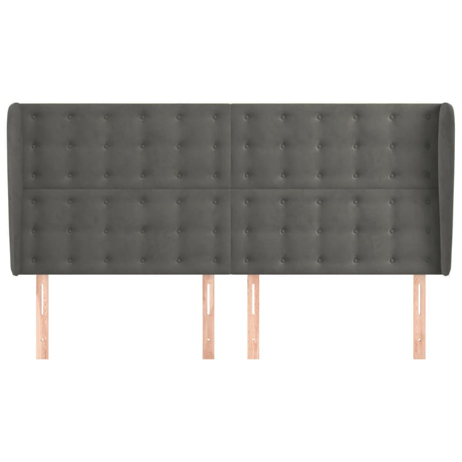 Hoofdbord Met Randen 183X23X118/128 Cm Fluweel Donkergrijs 183 x 23 x 118/128 cm