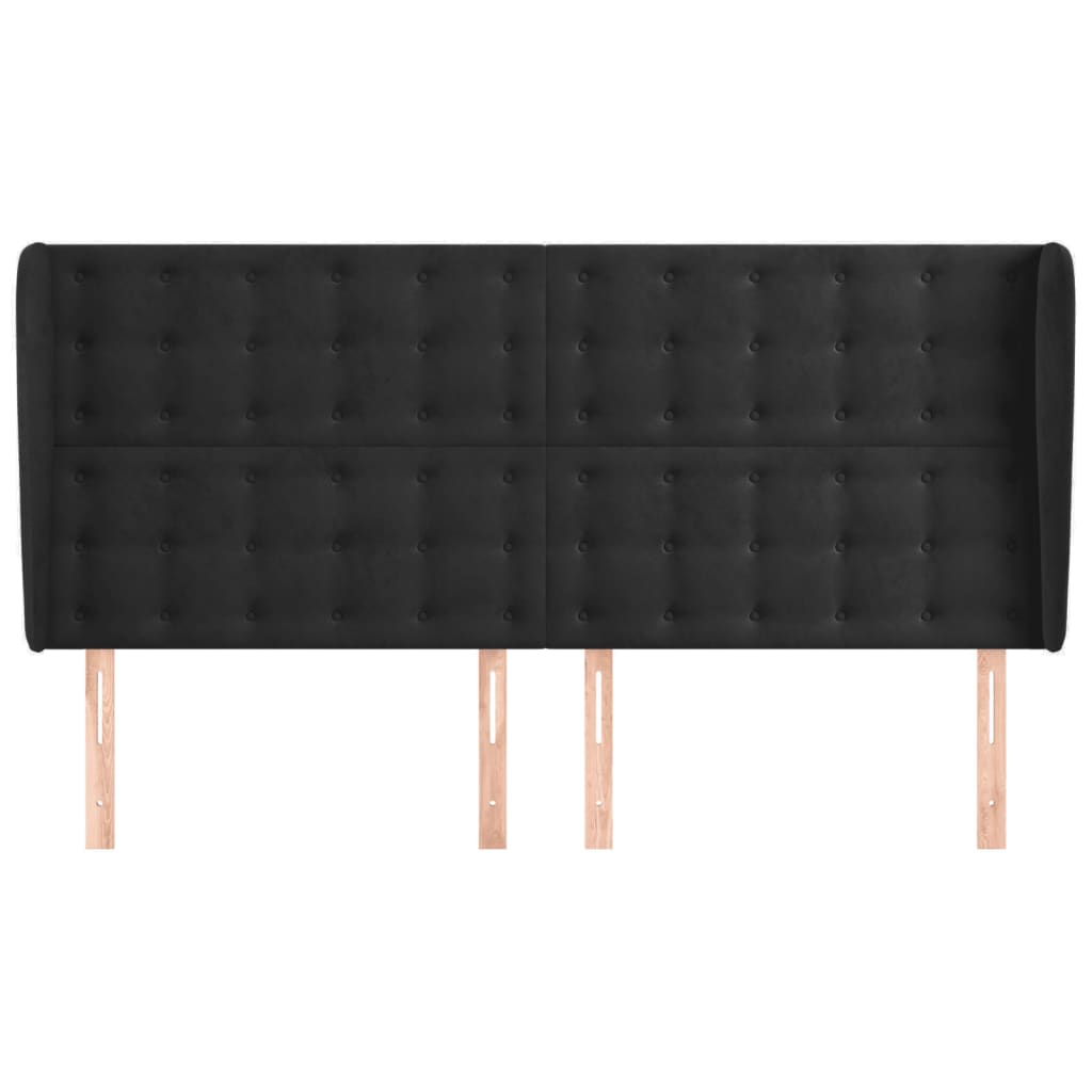 Hoofdbord Met Randen Fluweel 183 x 23 x 118/128 cm Zwart