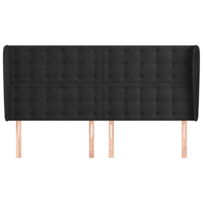 Hoofdbord Met Randen Fluweel 183 x 23 x 118/128 cm Zwart