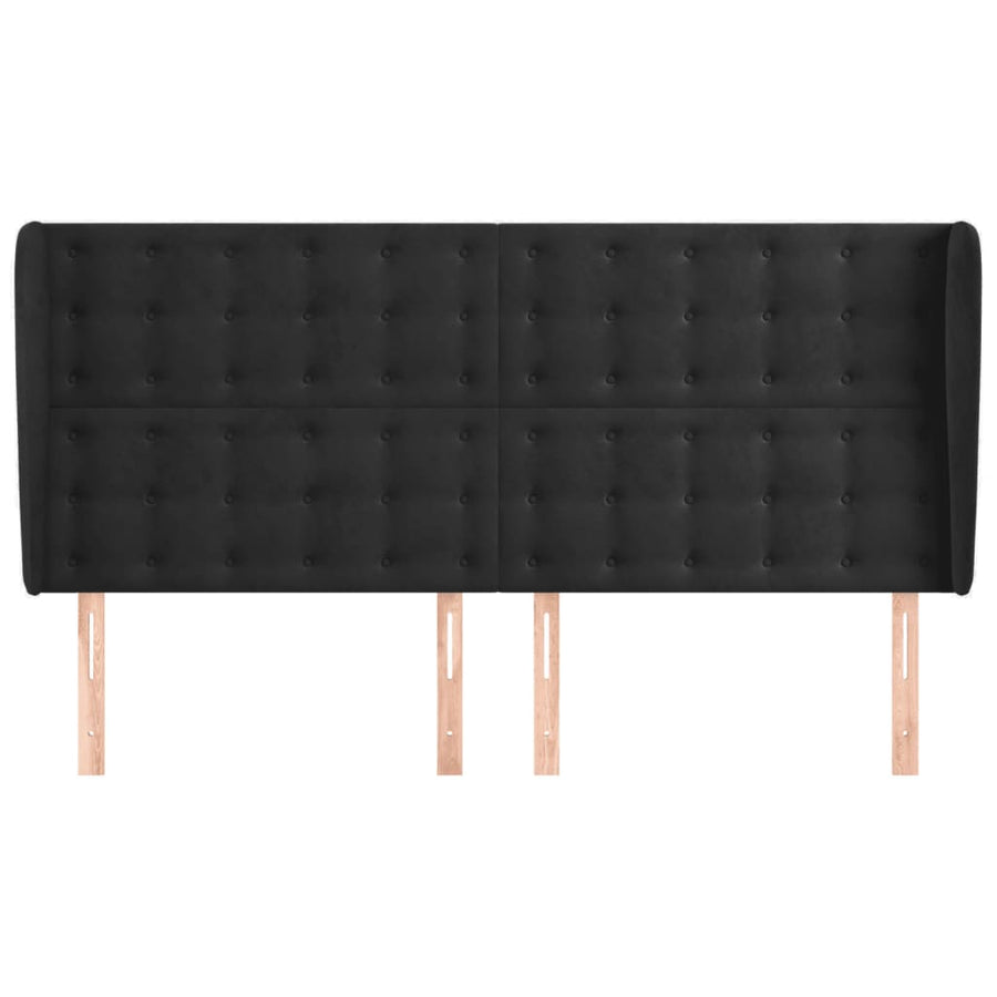 Hoofdbord Met Randen Fluweel 183 x 23 x 118/128 cm Zwart