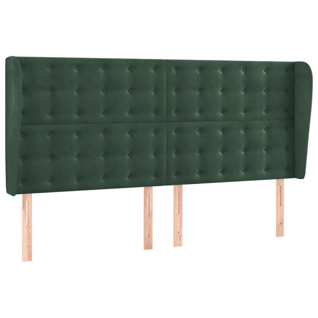 Hoofdbord Met Randen 183X23X118/128 Cm Fluweel Donkergroen 183 x 23 x 118/128 cm