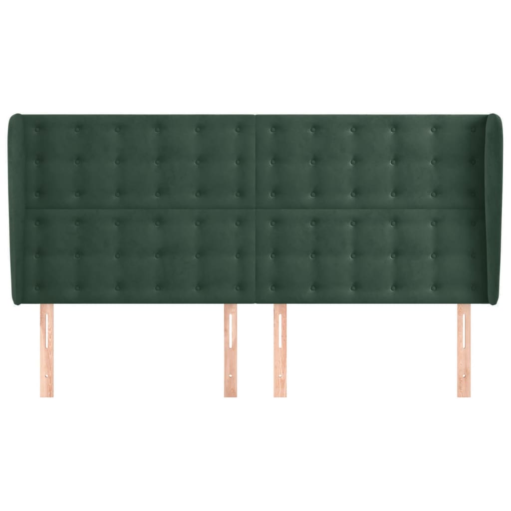 Hoofdbord Met Randen 183X23X118/128 Cm Fluweel Donkergroen 183 x 23 x 118/128 cm