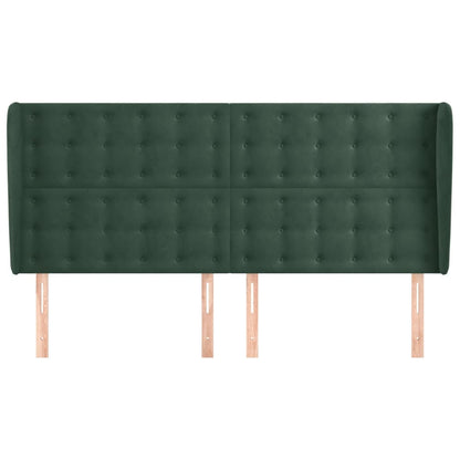 Hoofdbord Met Randen 183X23X118/128 Cm Fluweel Donkergroen 183 x 23 x 118/128 cm