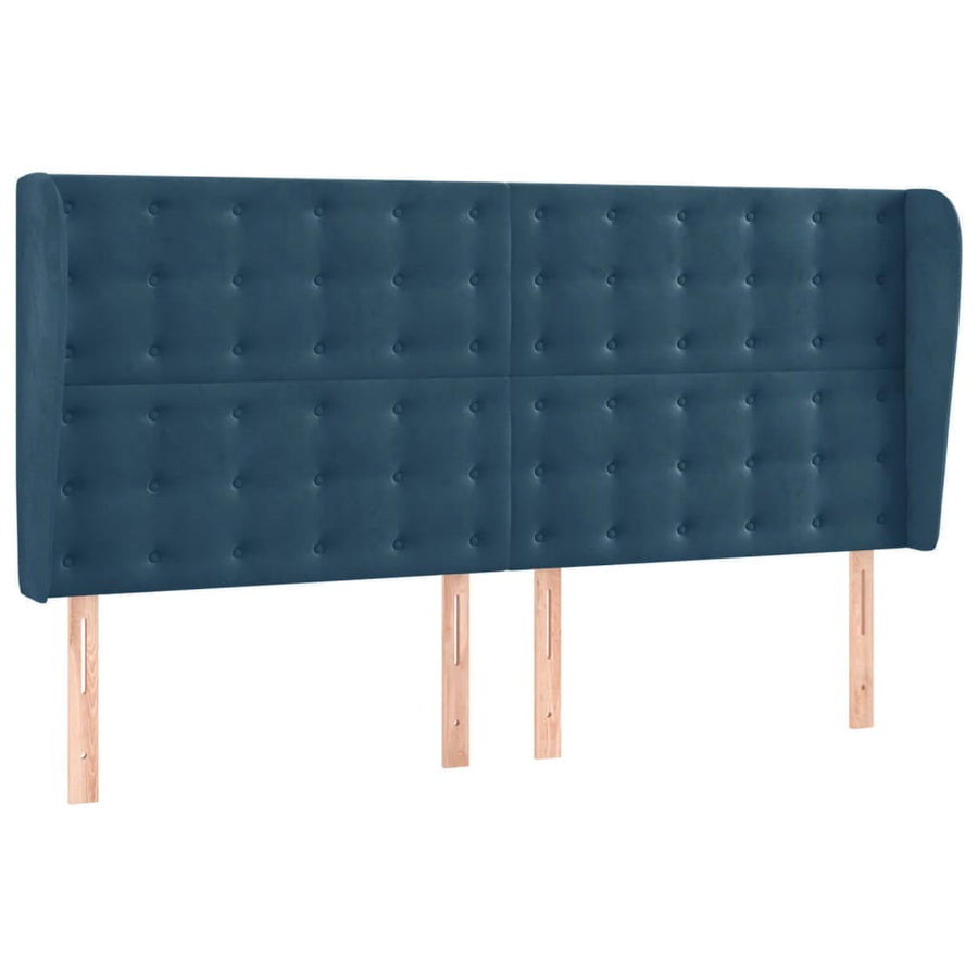 Hoofdbord Met Randen 183X23X118/128 Cm Fluweel Donkerblauw 183 x 23 x 118/128 cm
