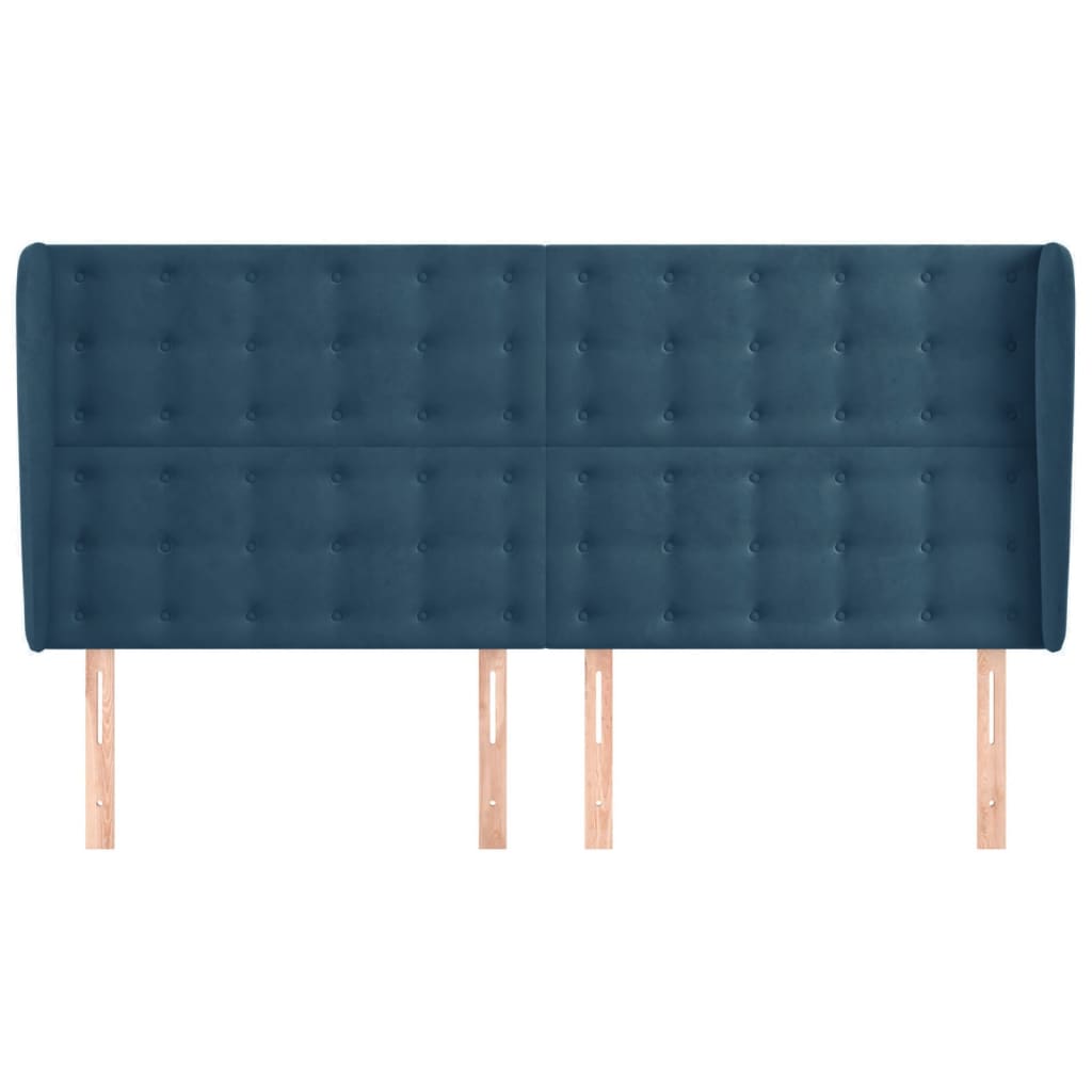 Hoofdbord Met Randen 183X23X118/128 Cm Fluweel Donkerblauw 183 x 23 x 118/128 cm