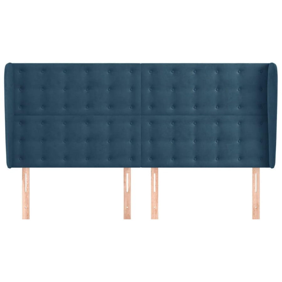 Hoofdbord Met Randen 183X23X118/128 Cm Fluweel Donkerblauw 183 x 23 x 118/128 cm