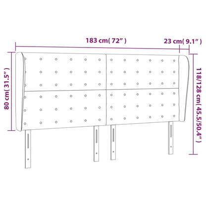 Hoofdbord Met Randen 183X23X118/128 Cm Fluweel Donkerblauw 183 x 23 x 118/128 cm