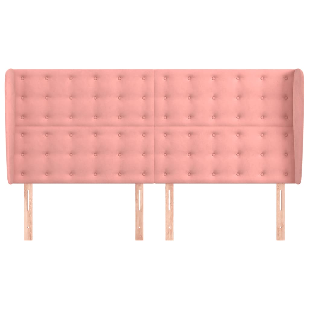 Hoofdbord Met Randen 183X23X118/128 Cm Fluweel Roze 183 x 23 x 118/128 cm