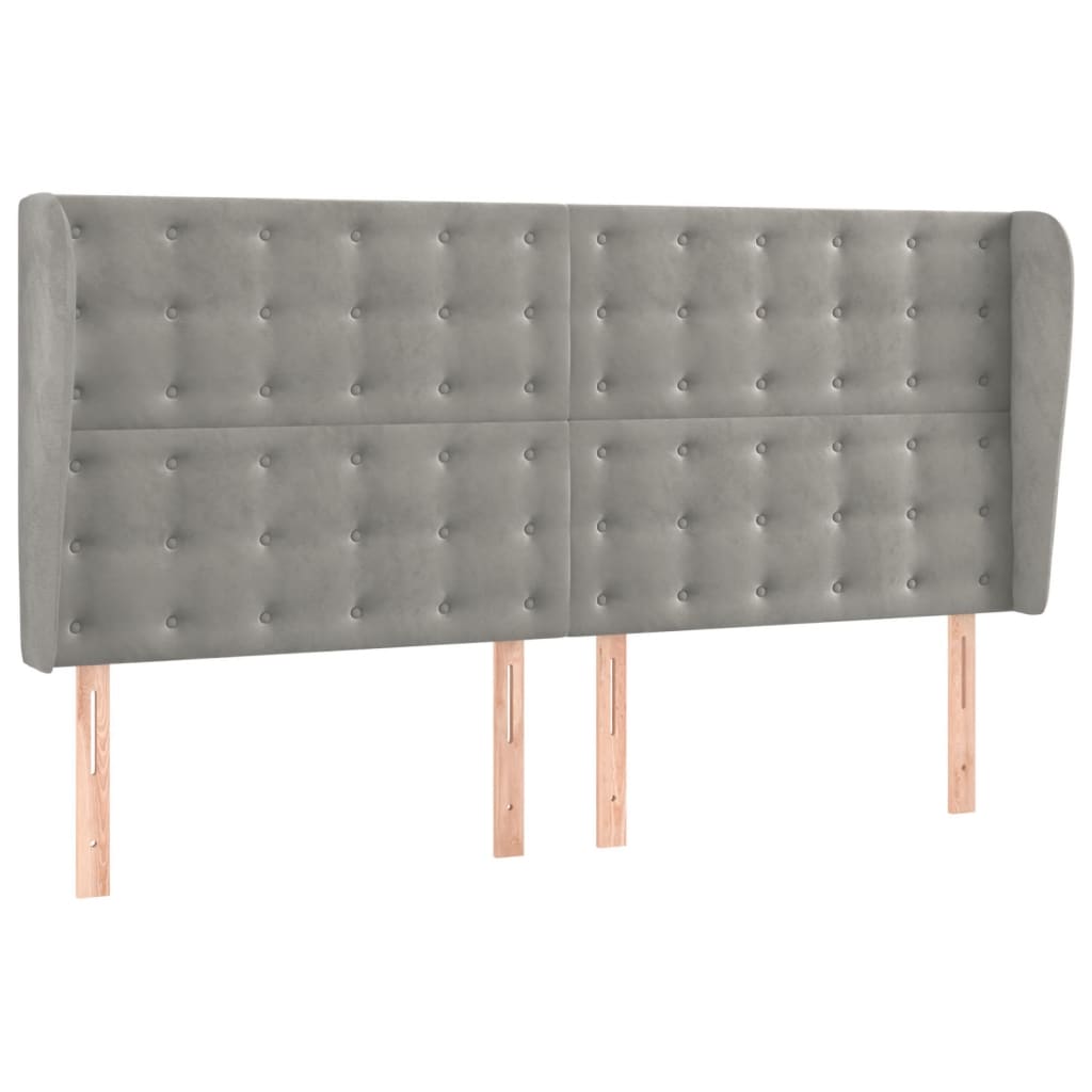 Hoofdbord Met Randen Fluweel 203 x 23 x 118/128 cm Lichtgrijs