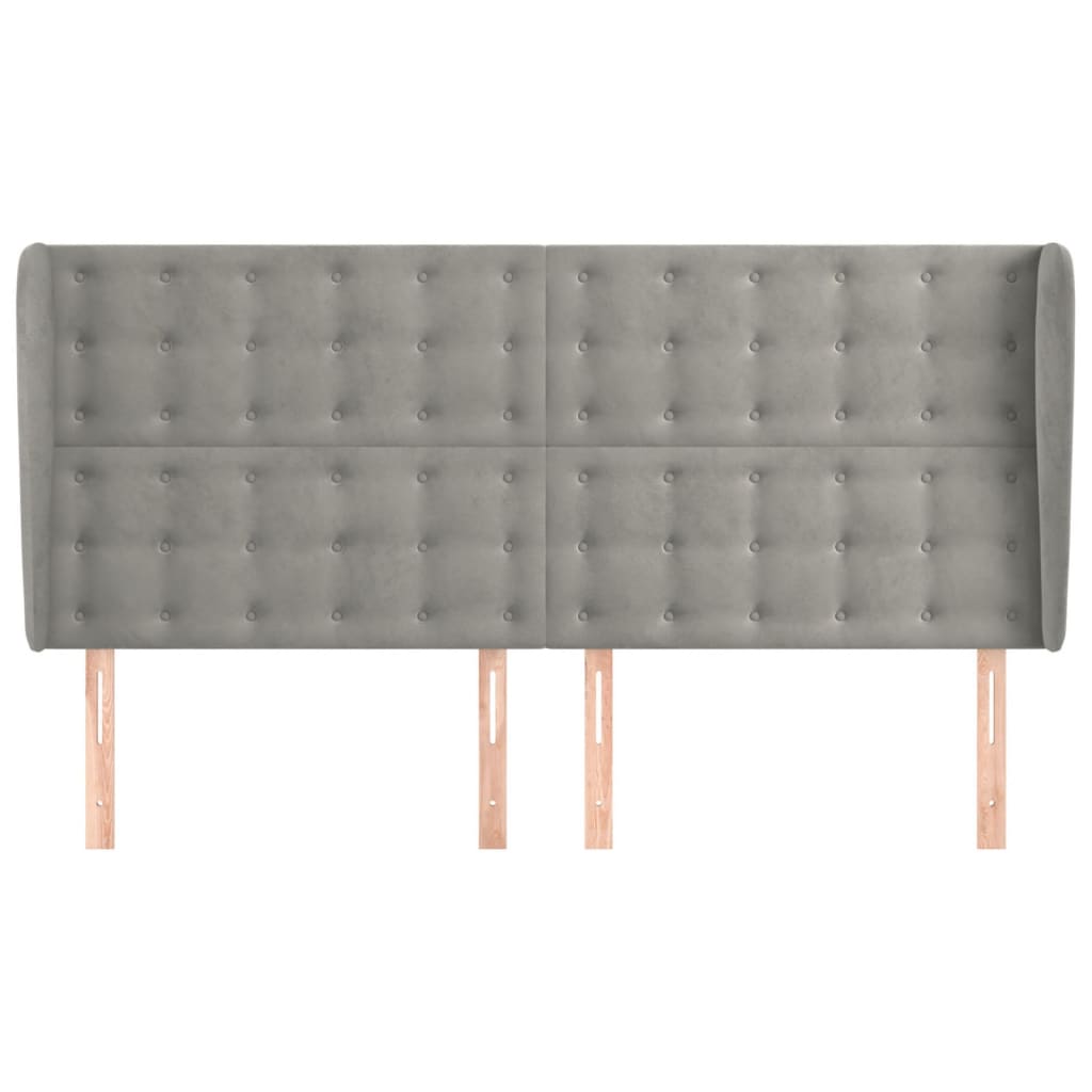Hoofdbord Met Randen Fluweel 203 x 23 x 118/128 cm Lichtgrijs