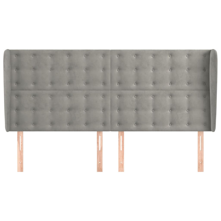 Hoofdbord Met Randen Fluweel 203 x 23 x 118/128 cm Lichtgrijs