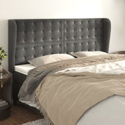 Hoofdbord 203x23x118/128 cm fluweel donkergrijs
