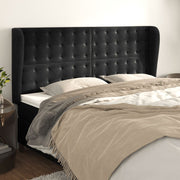 Hoofdbord 203x23x118/128 cm fluweel zwart