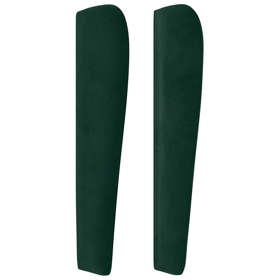 Hoofdbord met randen 203x23x118/128 cm fluweel donkergroen