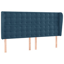 Hoofdbord Met Randen 203X23X118/128 Cm Fluweel Donkerblauw 203 x 23 x 118/128 cm