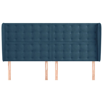 Hoofdbord Met Randen 203X23X118/128 Cm Fluweel Donkerblauw 203 x 23 x 118/128 cm