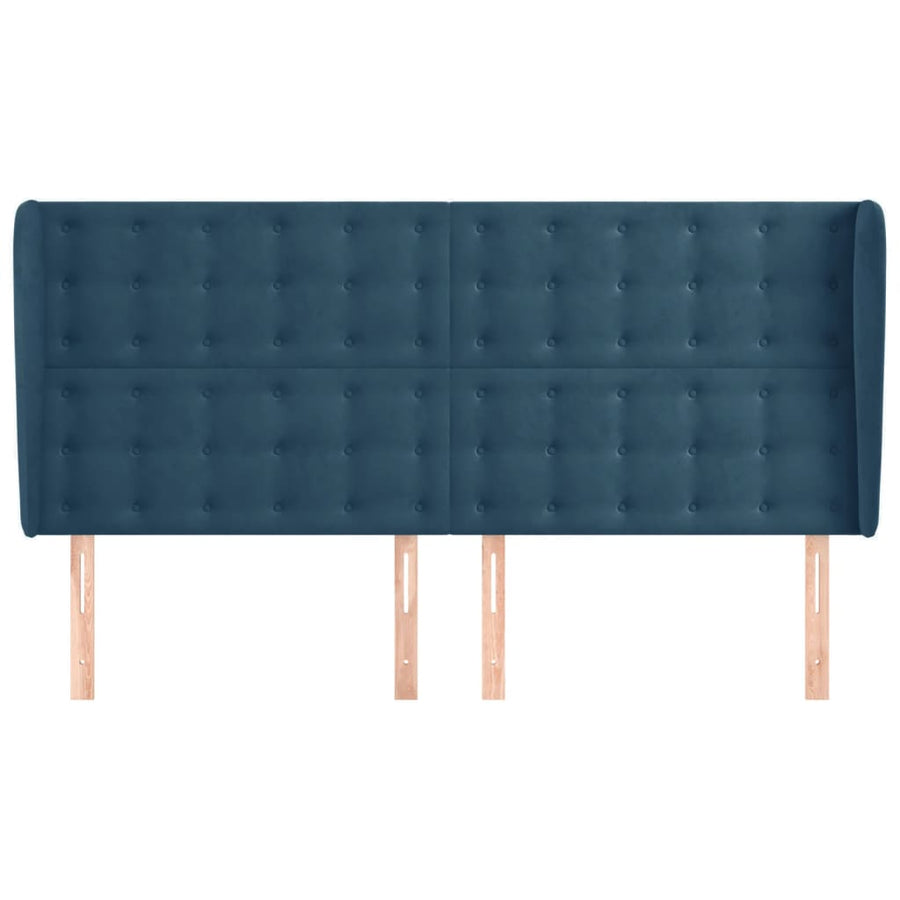 Hoofdbord Met Randen 203X23X118/128 Cm Fluweel Donkerblauw 203 x 23 x 118/128 cm