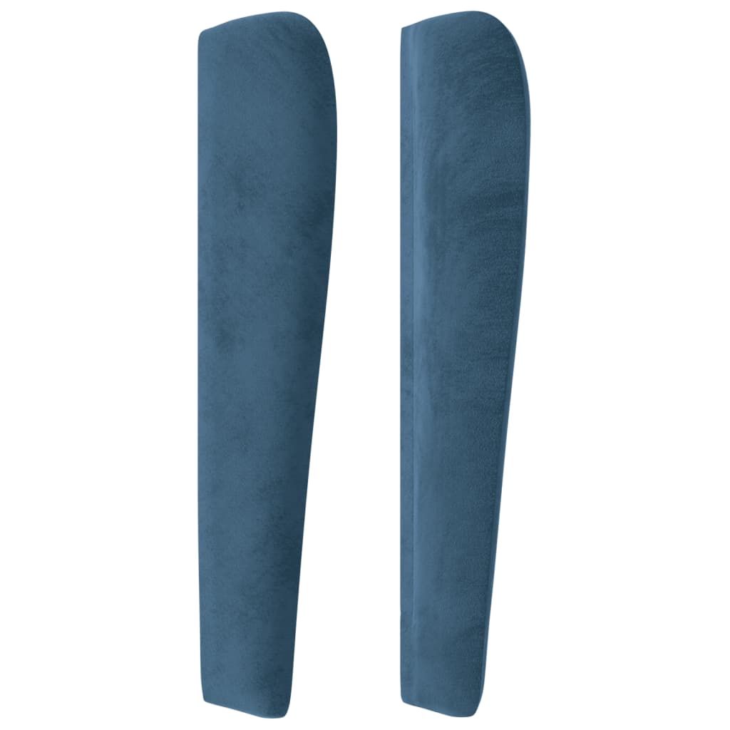 Hoofdbord Met Randen 203X23X118/128 Cm Fluweel Donkerblauw 203 x 23 x 118/128 cm