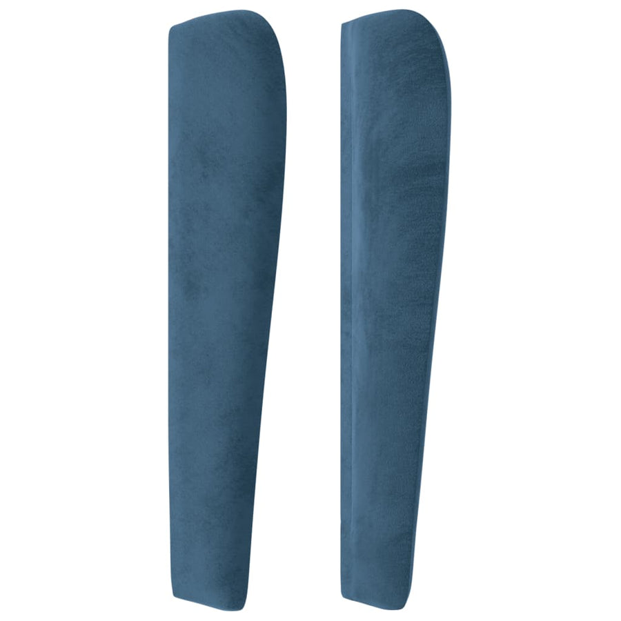 Hoofdbord Met Randen 203X23X118/128 Cm Fluweel Donkerblauw 203 x 23 x 118/128 cm