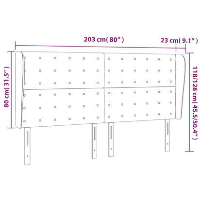 Hoofdbord Met Randen 203X23X118/128 Cm Fluweel Donkerblauw 203 x 23 x 118/128 cm