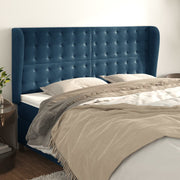 Hoofdbord 203x23x118/128 cm fluweel donkerblauw