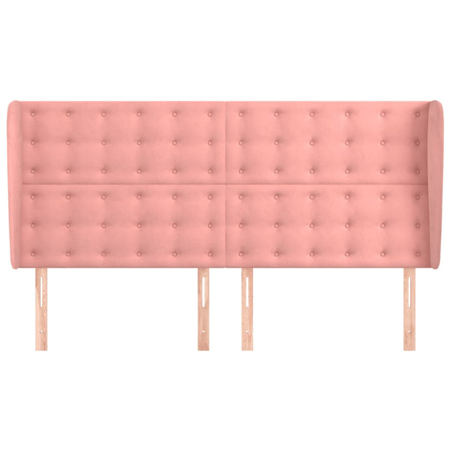 Hoofdbord Met Randen Fluweel 203 x 23 x 118/128 cm Roze