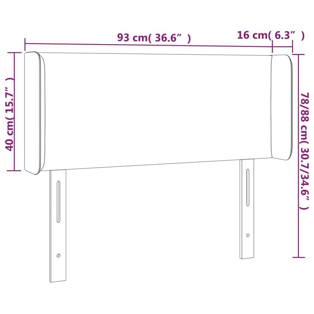 Hoofdbord Met Randen Stof Kleurig 93 x 16 x 78/88 cm Crème
