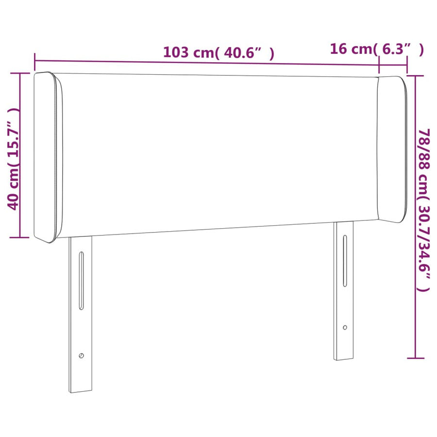 Hoofdbord met randen 103x16x78/88 cm stof lichtgrijs 103 x 16 x 78/88 cm Lichtgrijs