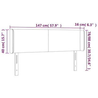 Hoofdbord Met Randen Stof 147 x 16 x 78/88 cm Zwart