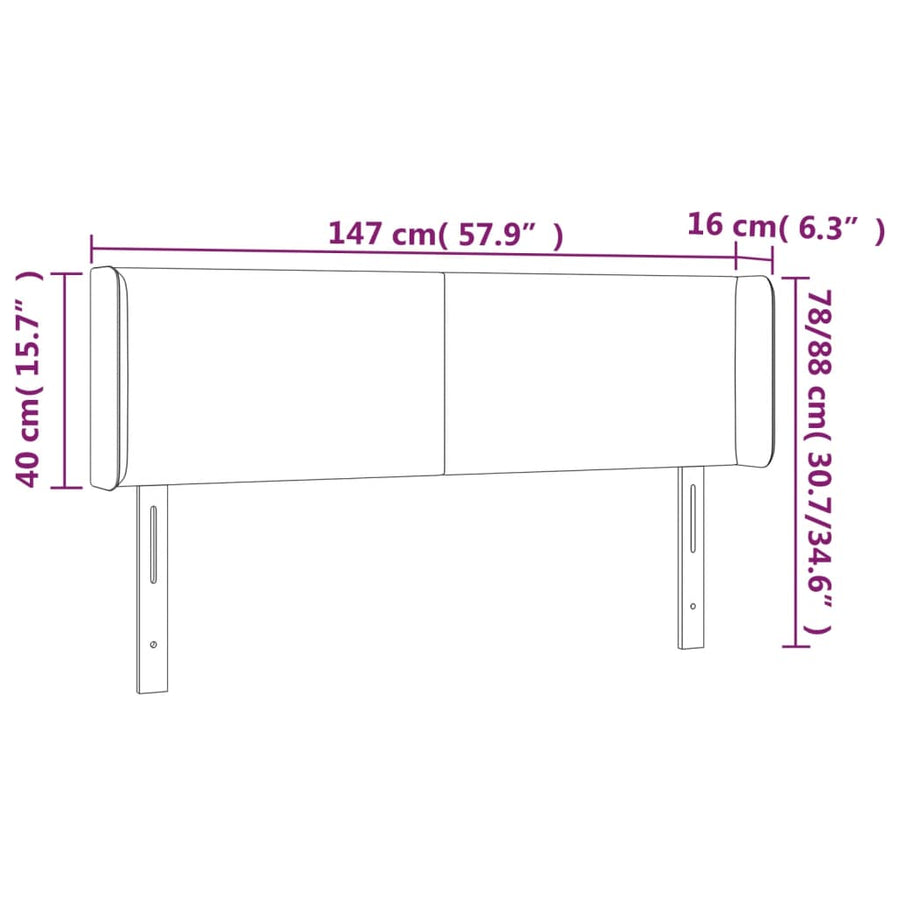 Hoofdbord Met Randen Stof 147 x 16 x 78/88 cm Zwart