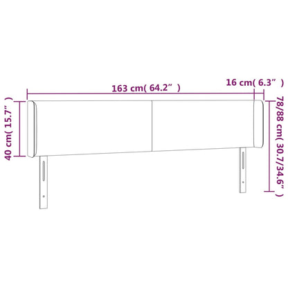 Hoofdbord met randen 163x16x78/88 cm stof zwart