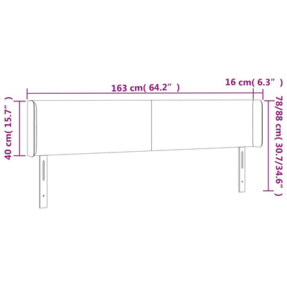 Hoofdbord met randen 163x16x78/88 cm stof taupe