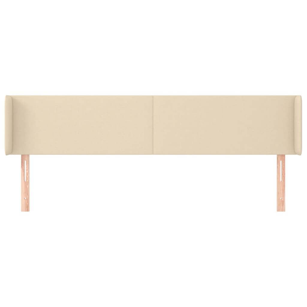Hoofdbord met randen 163x16x78/88 cm stof crèmekleurig