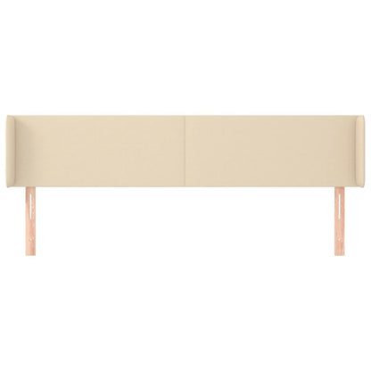 Hoofdbord met randen 163x16x78/88 cm stof crèmekleurig