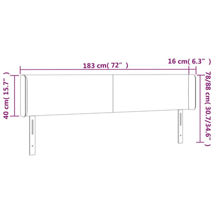 Hoofdbord met randen 183x16x78/88 cm stof donkergrijs
