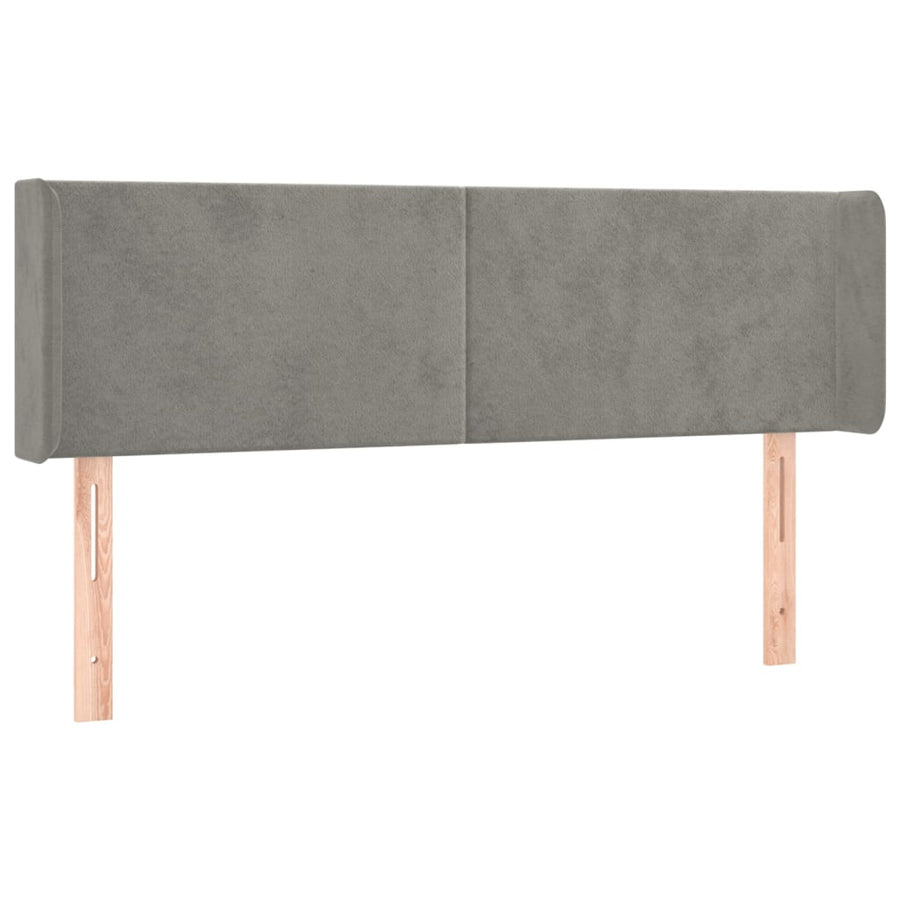 Hoofdbord Met Randen 147X16X78/88 Cm Fluweel Lichtgrijs