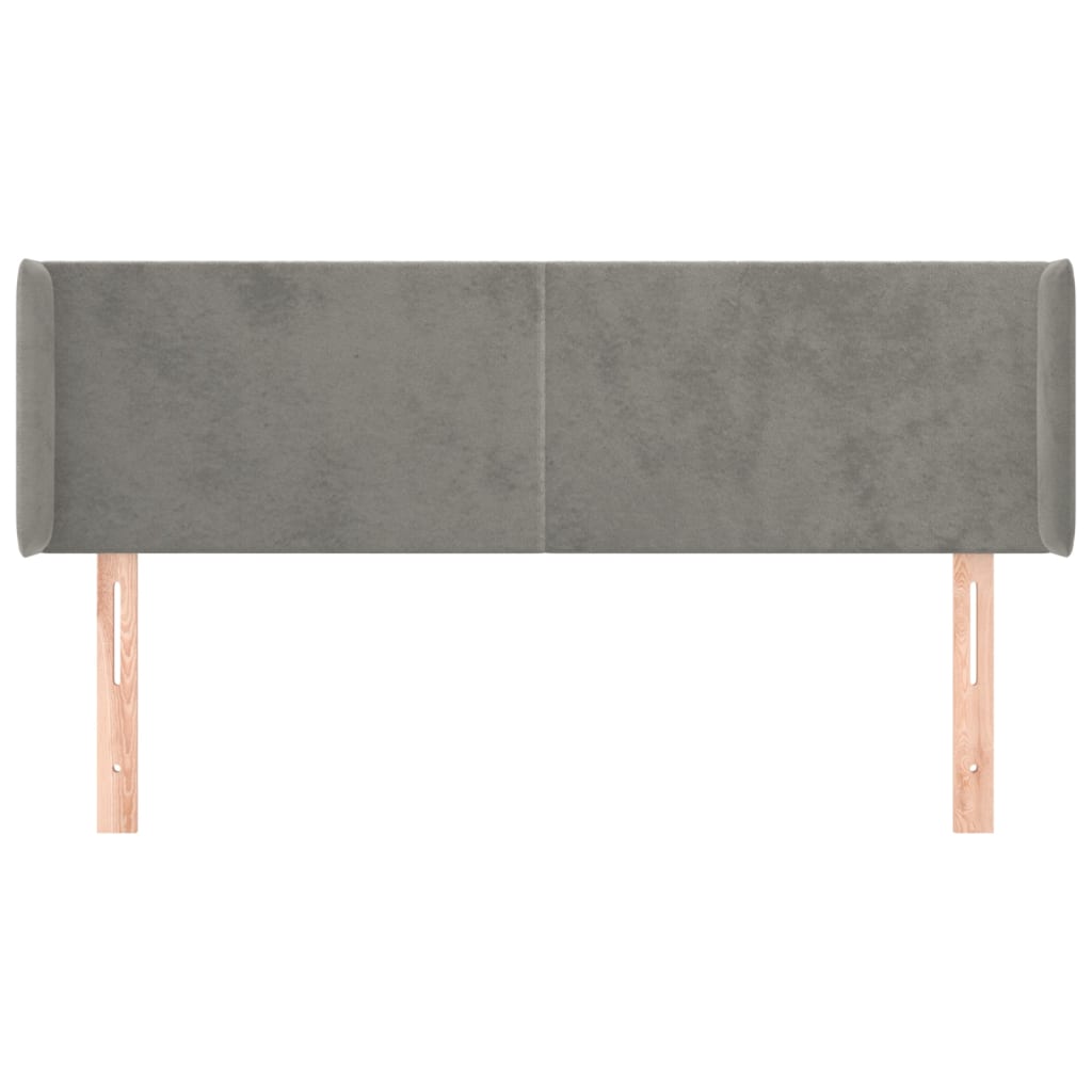 Hoofdbord Met Randen 147X16X78/88 Cm Fluweel Lichtgrijs