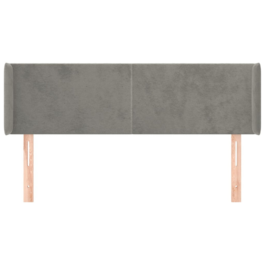 Hoofdbord Met Randen 147X16X78/88 Cm Fluweel Lichtgrijs