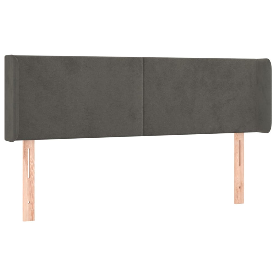 Hoofdbord Met Randen 147X16X78/88 Cm Fluweel Donkergrijs