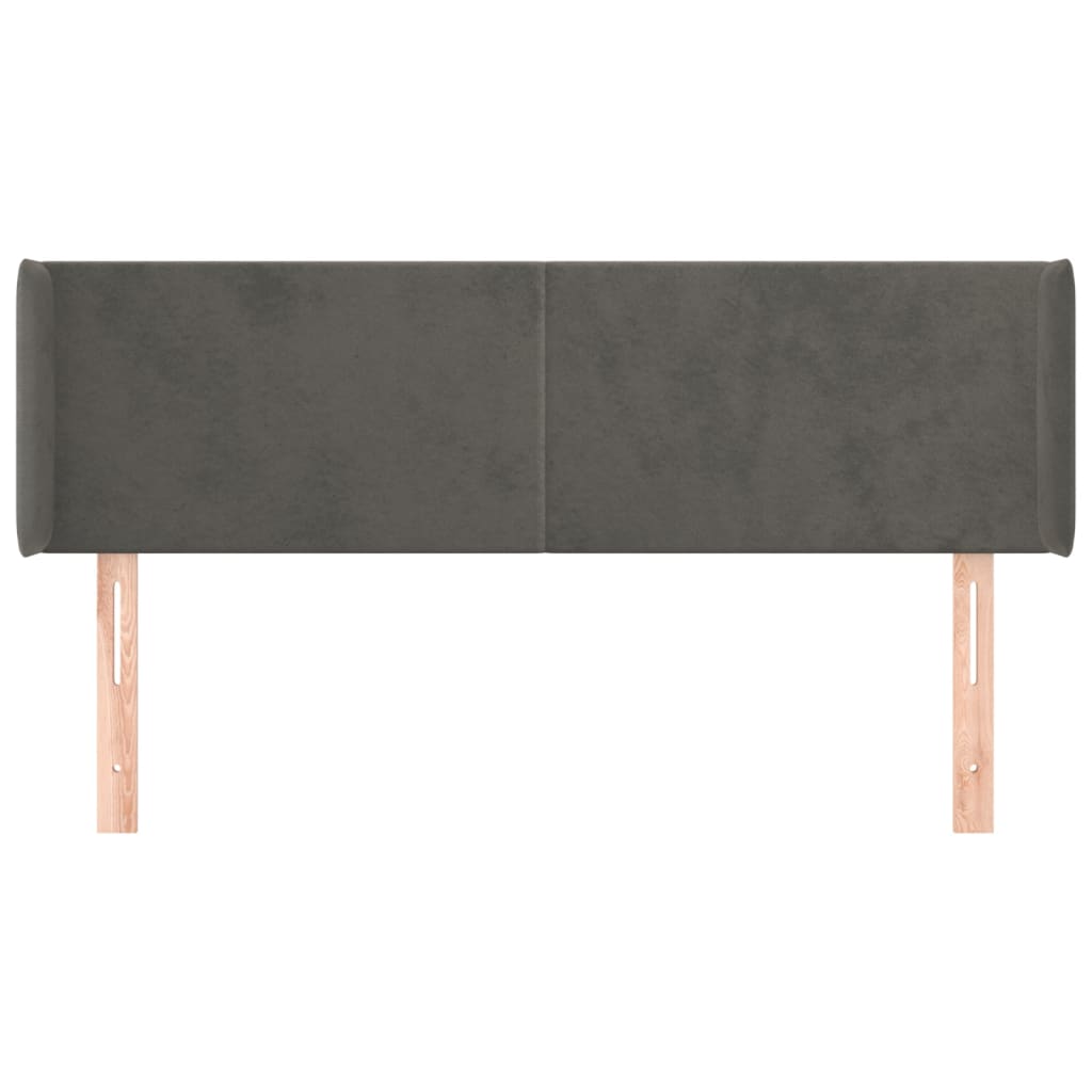 Hoofdbord Met Randen 147X16X78/88 Cm Fluweel Donkergrijs