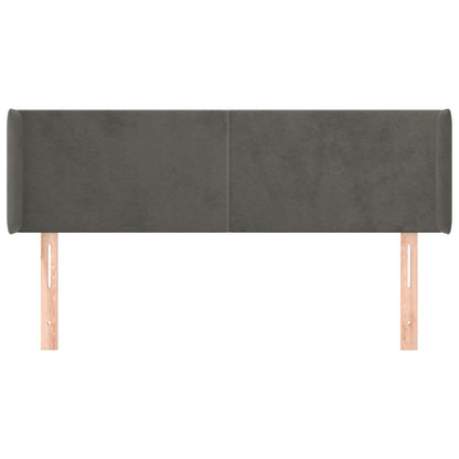 Hoofdbord Met Randen 147X16X78/88 Cm Fluweel Donkergrijs