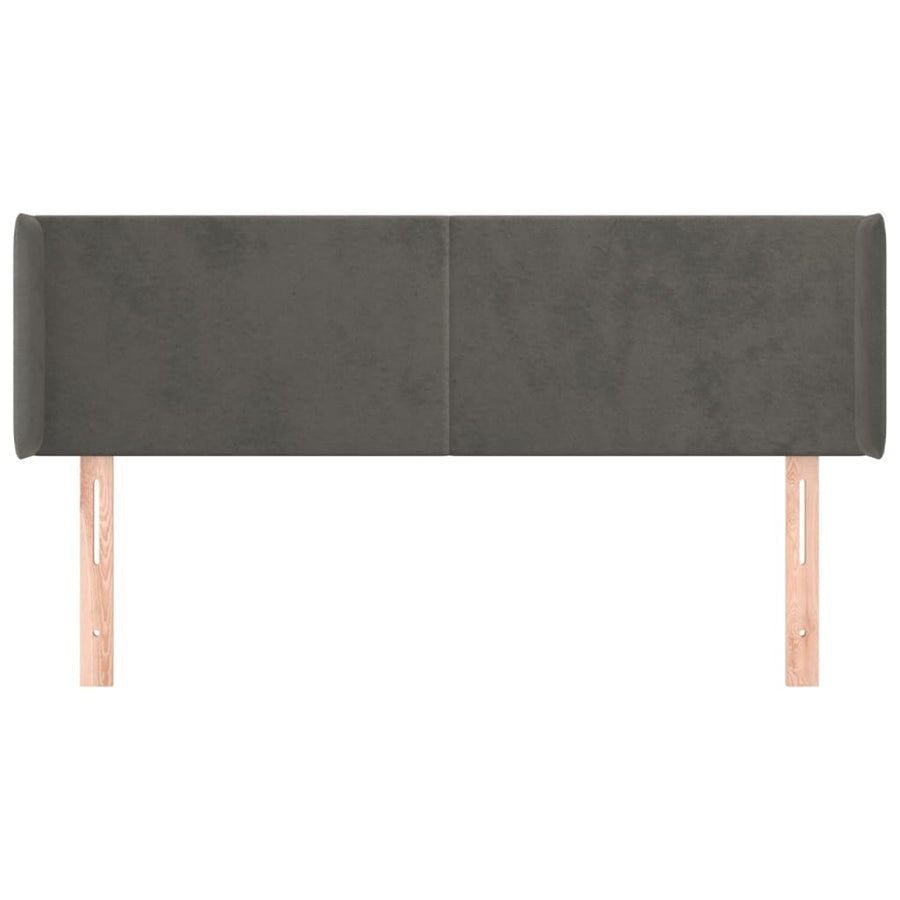 Hoofdbord Met Randen 147X16X78/88 Cm Fluweel Donkergrijs