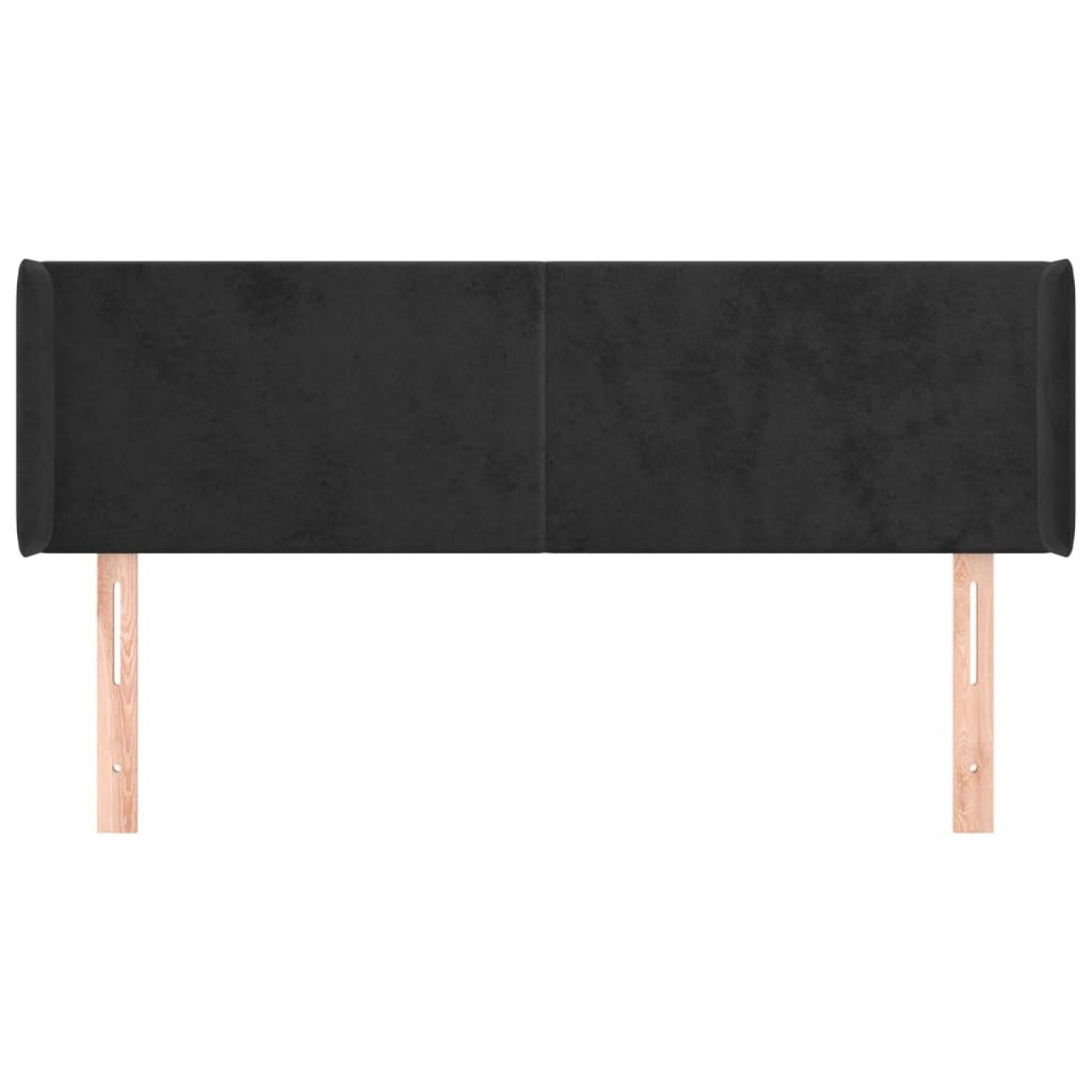 Hoofdbord Met Randen 147X16X78/88 Cm Fluweel Zwart