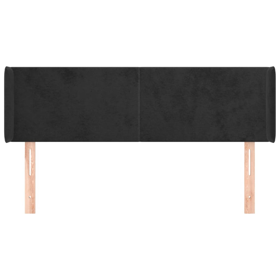 Hoofdbord Met Randen 147X16X78/88 Cm Fluweel Zwart