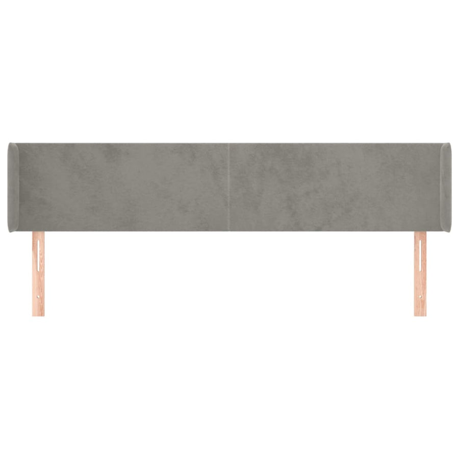 Hoofdbord Met Randen 163X16X78/88 Cm Fluweel Lichtgrijs