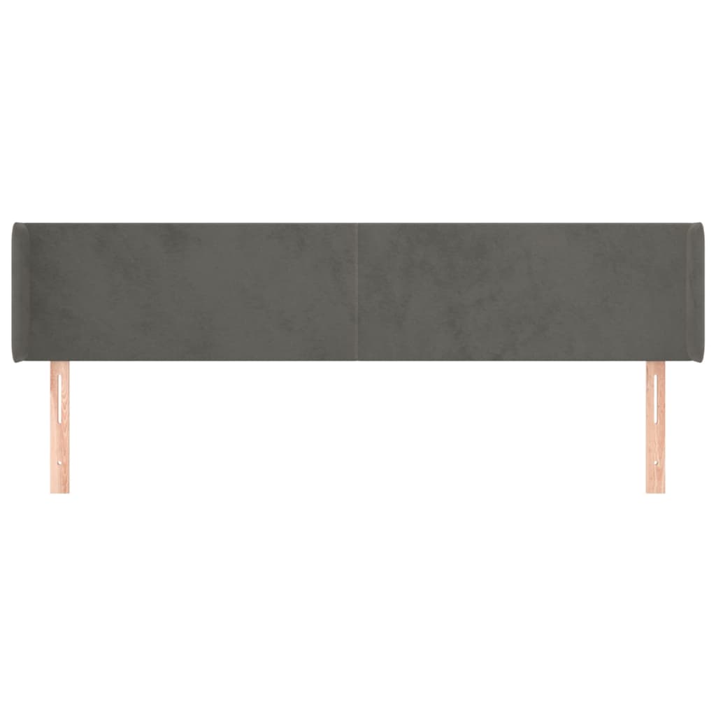 Hoofdbord Met Randen 163X16X78/88 Cm Fluweel Donkergrijs