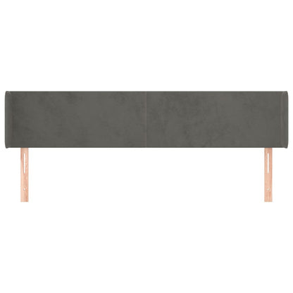 Hoofdbord Met Randen 163X16X78/88 Cm Fluweel Donkergrijs