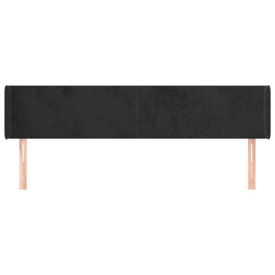 Hoofdbord Met Randen 163X16X78/88 Cm Fluweel Zwart
