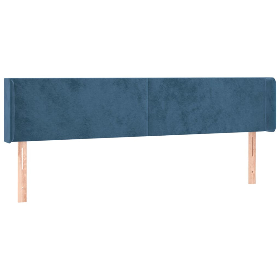Hoofdbord Met Randen Fluweel 163 x 16 x 78/88 cm Donkerblauw